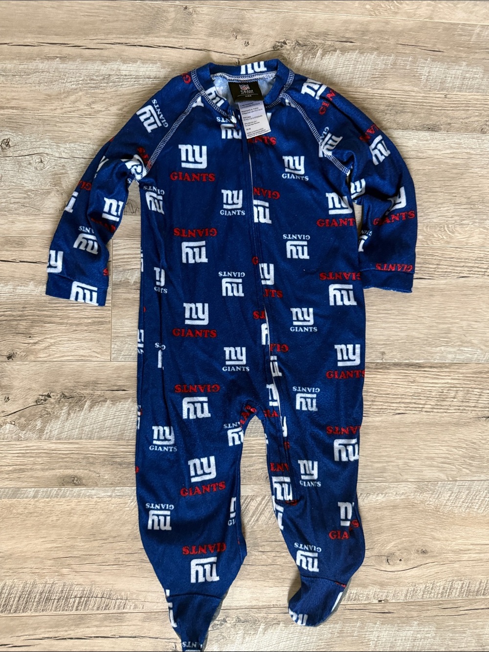 NFL New York Giants Navy Red & White Infant Footed One-Piece
